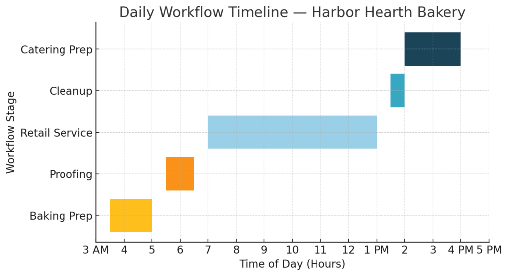 Daily Workflow Timeline — Harbor Hearth Bakery