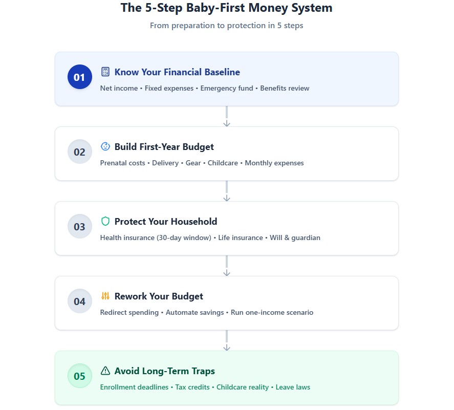 The 5-Step Baby-First Money System (Framework Diagram)
