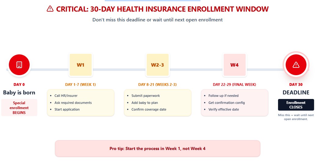 30-Day Insurance Enrollment Timeline (Critical Deadline)