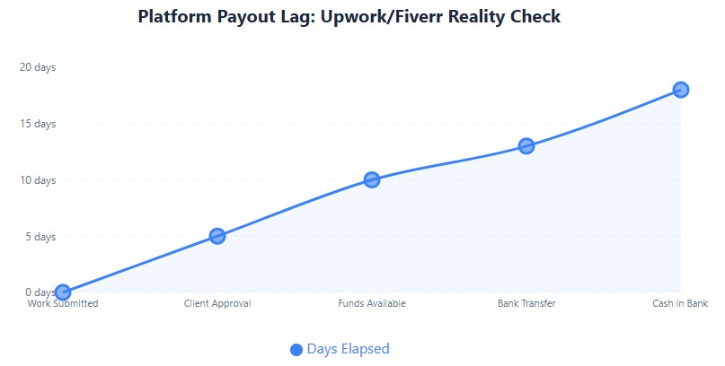 Platform lag: 18 days from work submission to actual cash in US bank account